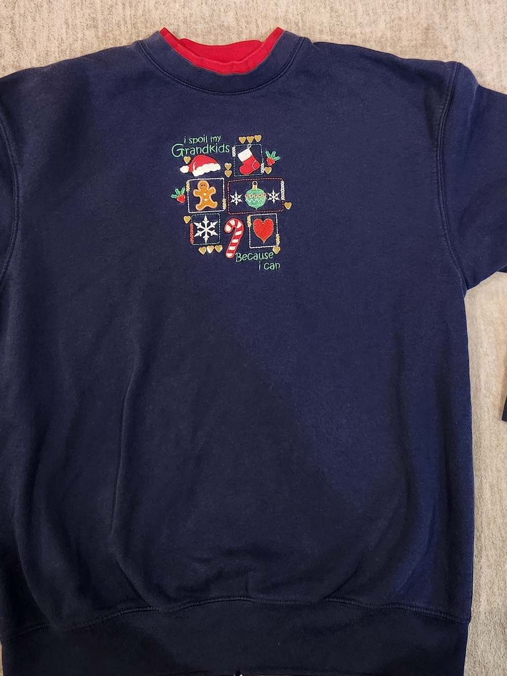 Vintage Navy "I Spoil My Grandkids" Holiday Sweatshirt Crewneck Christmas Lg
